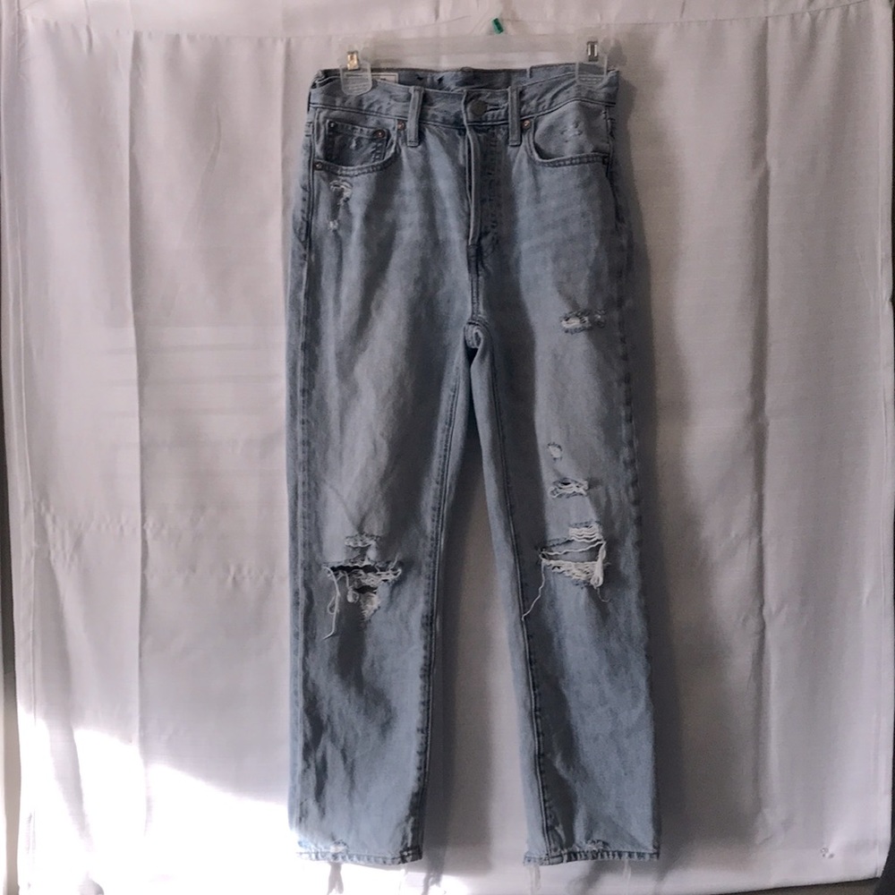 boyfriend mid rise ripped jeans